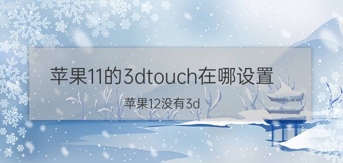 苹果11的3dtouch在哪设置 苹果12没有3d touch用什么代替？